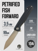 Нож Petrified Fish Forward, D2, Satin, G10 Black Handle, PF818DS